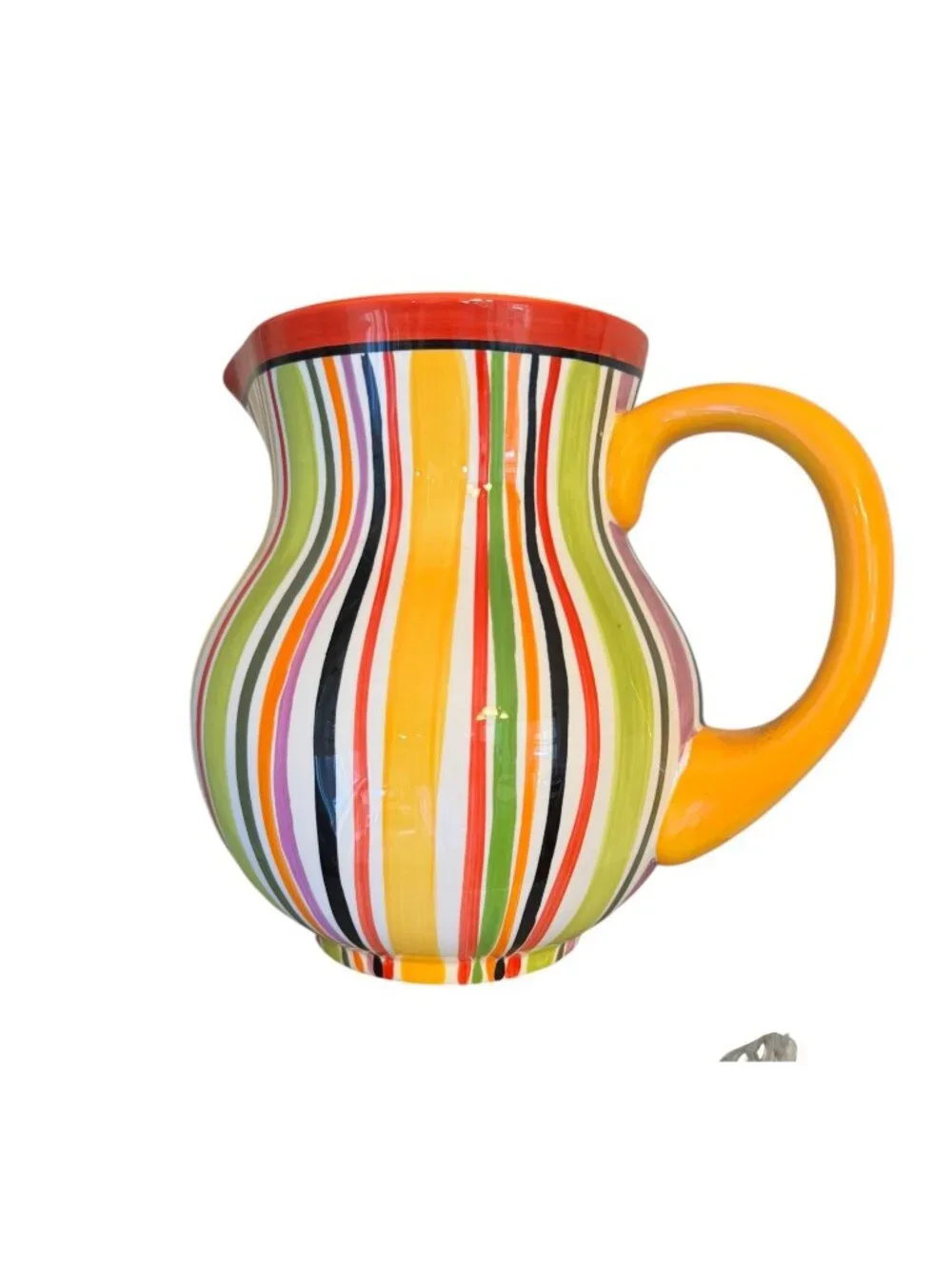 Crate & Barrel Multicolor  Carnival Striped Pitcher With  Handle 7